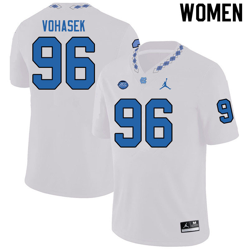 Jordan Brand Women #96 Raymond Vohasek North Carolina Tar Heels College Football Jerseys Sale-White